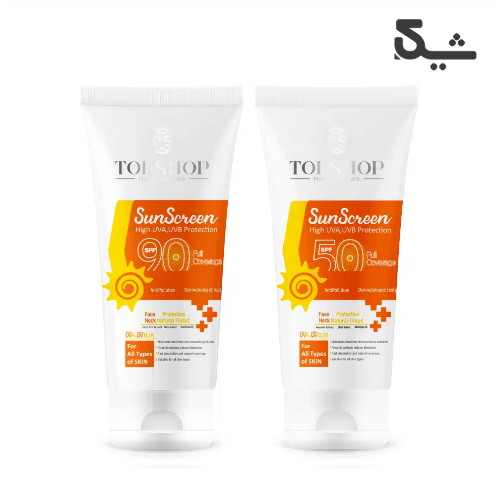 کرم ضد آفتاب بی رنگ SPF 50 تاپ شاپ محافظ در برابر اشعه UV و آلودگی هوا